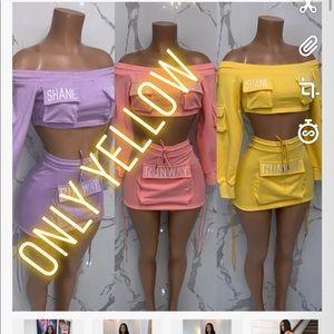 Shane Justin. YELLOW Two Piece Skirt Set